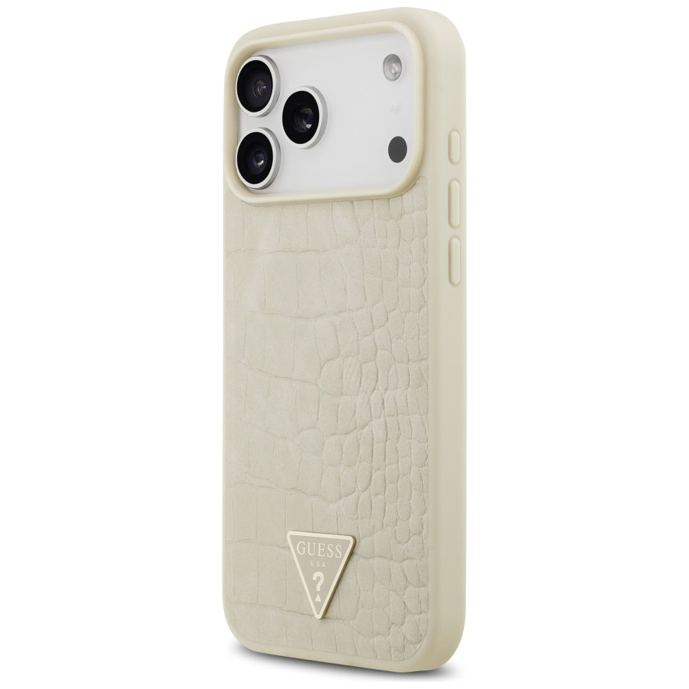 MagSafe-kotelo Apple iPhone 17 Pro Maxille, Guess, Croco Triangle Logo, Kultainen