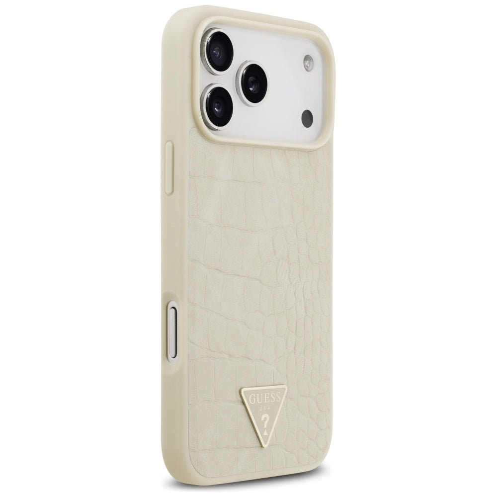 MagSafe-kotelo Apple iPhone 17 Pro Maxille, Guess, Croco Triangle Logo, Kultainen