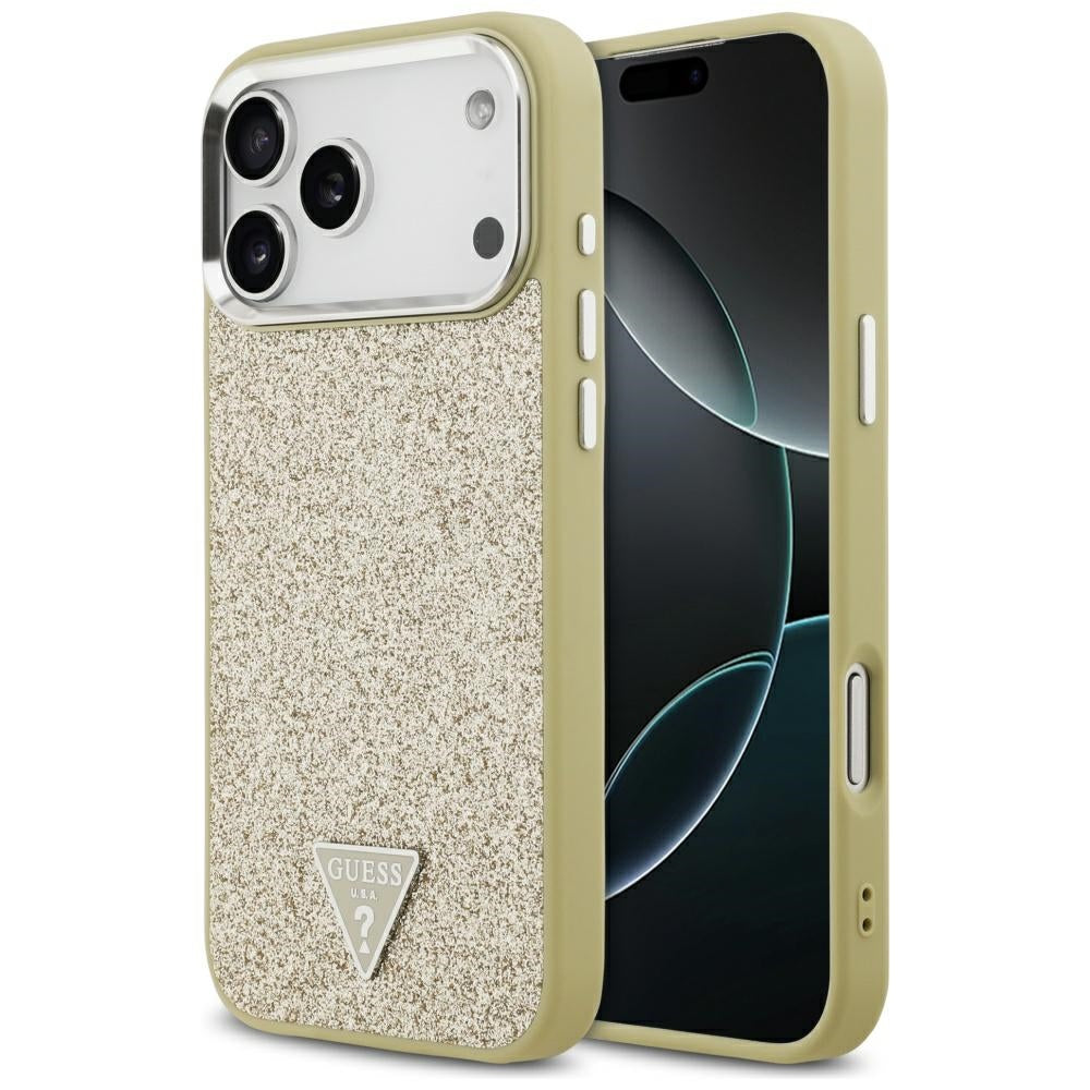 MagSafe-kotelo Apple iPhone 17 Pro Maxille, Guess, Glitter Triangle Logo, Kultainen
