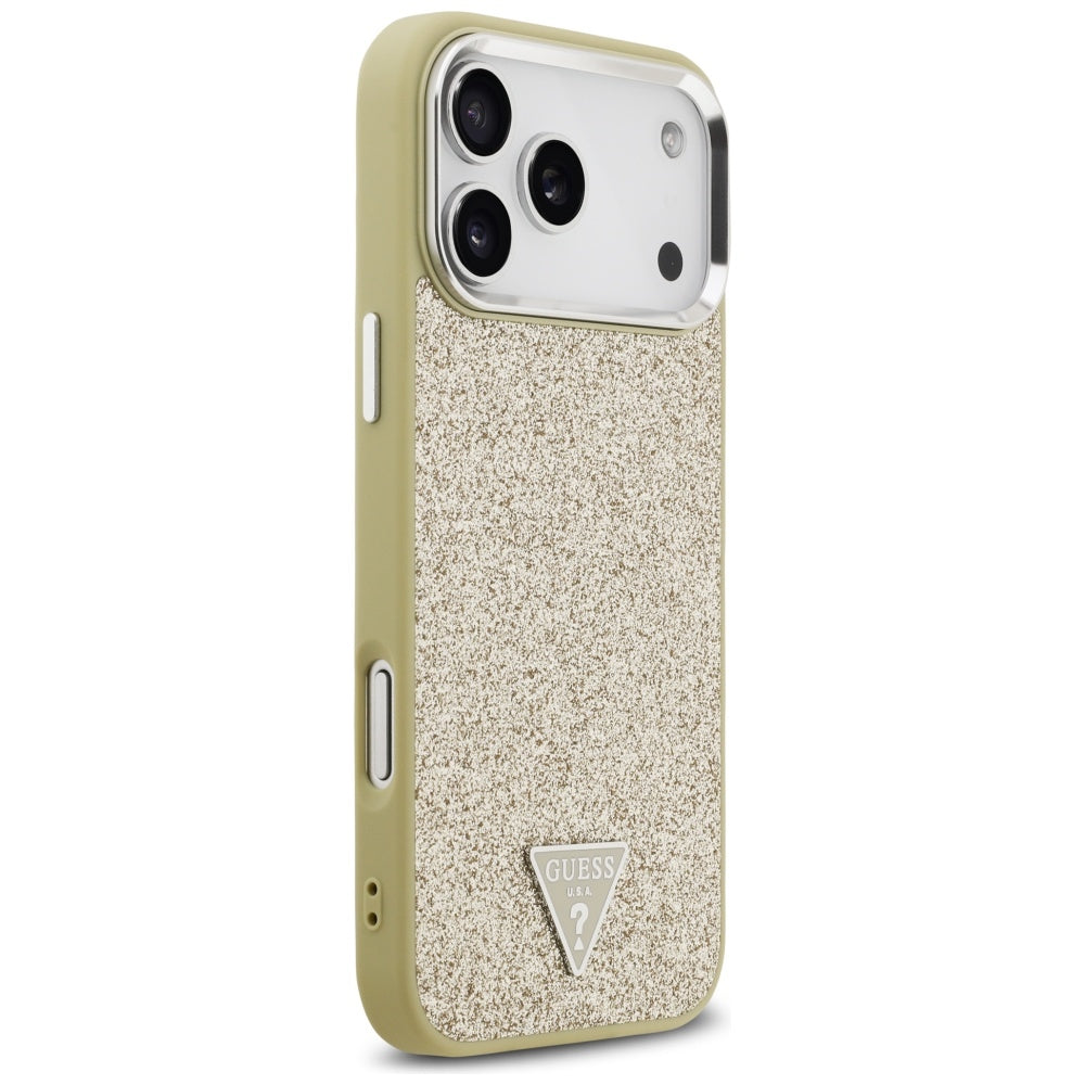 MagSafe-kotelo Apple iPhone 17 Pro Maxille, Guess, Glitter Triangle Logo, Kultainen