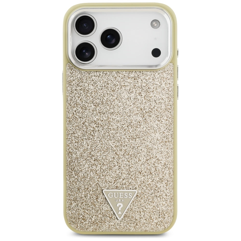 MagSafe-kotelo Apple iPhone 17 Pro Maxille, Guess, Glitter Triangle Logo, Kultainen