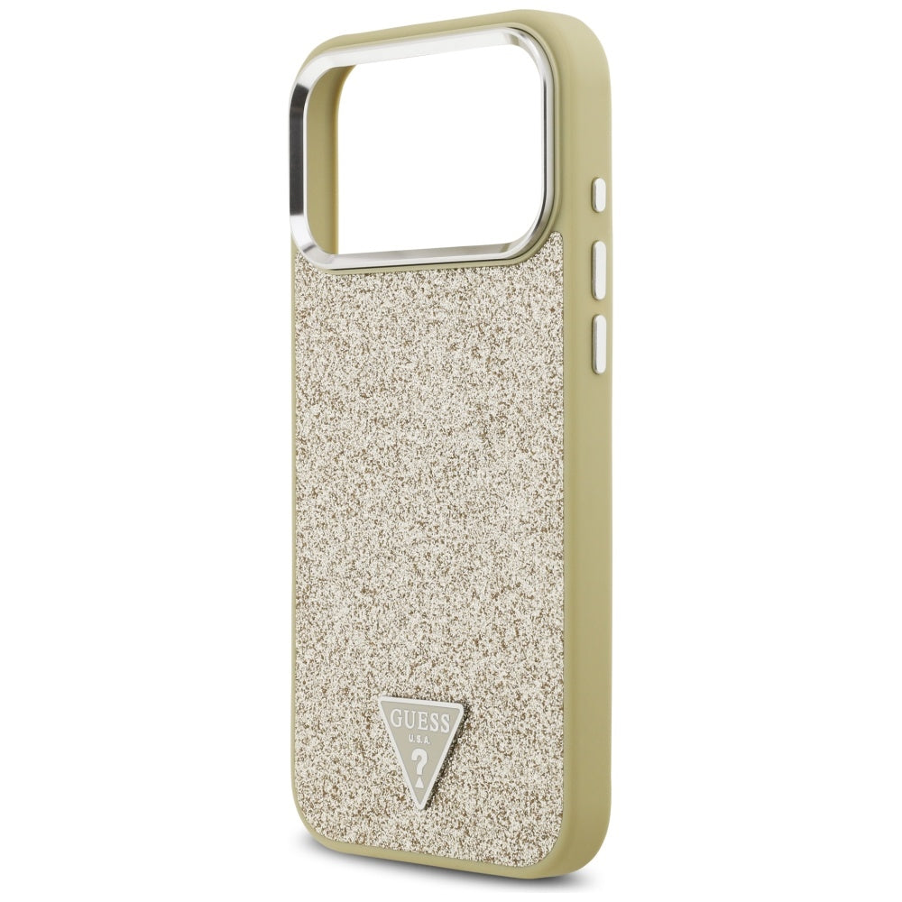 MagSafe-kotelo Apple iPhone 17 Pro Maxille, Guess, Glitter Triangle Logo, Kultainen