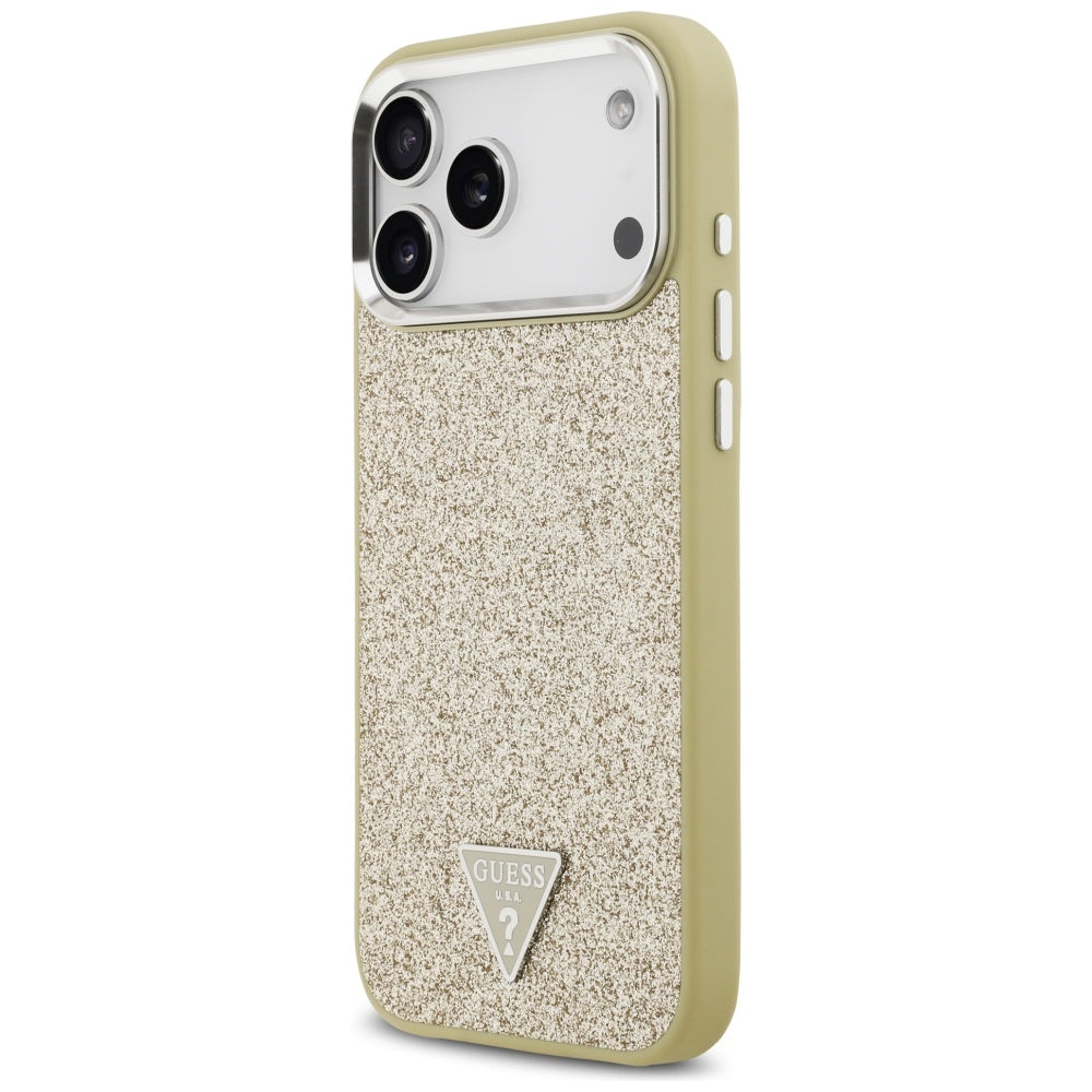 MagSafe-kotelo Apple iPhone 17 Pro Maxille, Guess, Glitter Triangle Logo, Kultainen