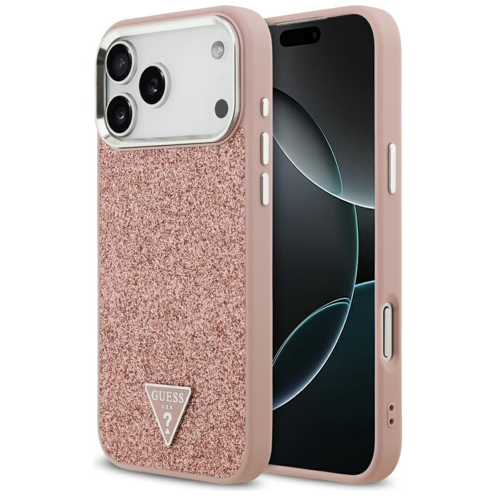 MagSafe-kotelo Apple iPhone 17 Pro Maxille, Guess, Glitter Triangle Logo, Pinkki