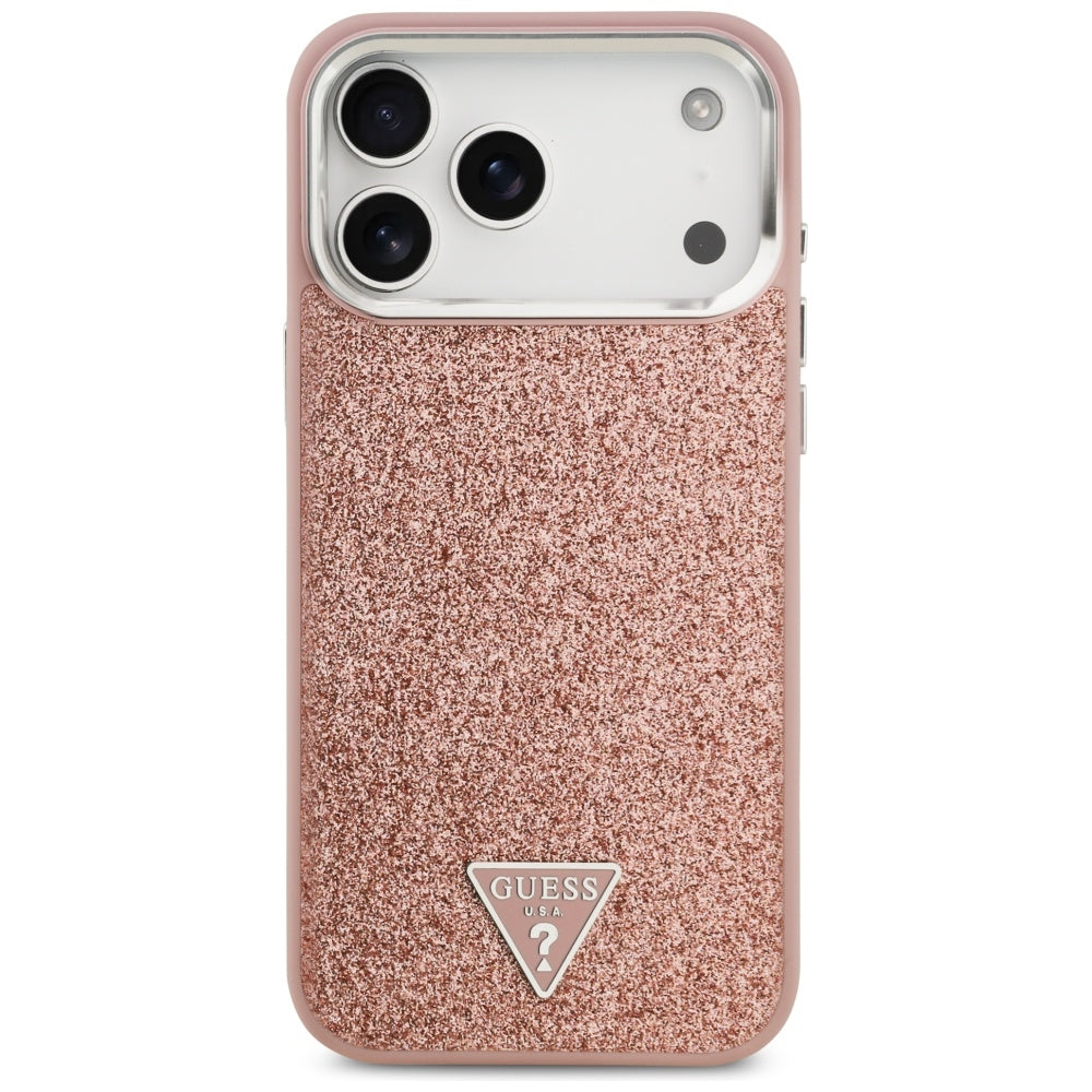 MagSafe-kotelo Apple iPhone 17 Pro Maxille, Guess, Glitter Triangle Logo, Pinkki