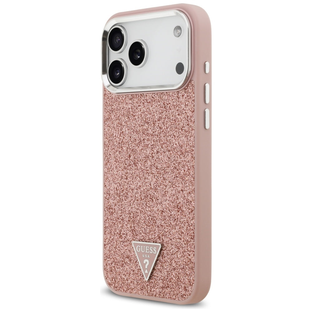 MagSafe-kotelo Apple iPhone 17 Pro Maxille, Guess, Glitter Triangle Logo, Pinkki