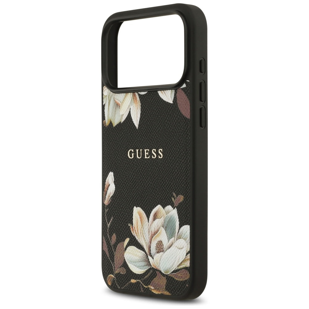 MagSafe-kotelo Apple iPhone 17 Pro Maxille, Guess, Grained Flowers, Musta
