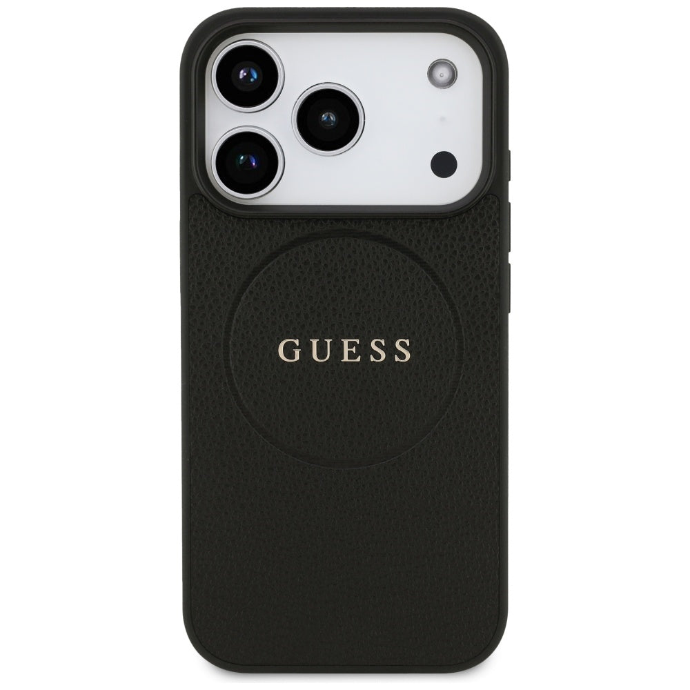 MagSafe-kotelo Apple iPhone 17 Pro Maxille, Guess, Grained Gold Ring, Musta