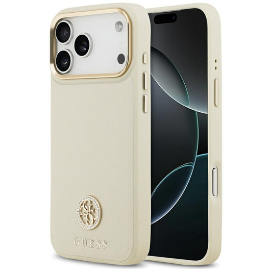 MagSafe-kotelo Apple iPhone 17 Pro Maxille, Guess, Grained Strass Logo, Beige