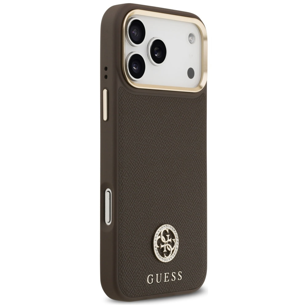 MagSafe-kotelo Apple iPhone 17 Pro Maxille, Guess, Grained Strass Logo, Ruskea
