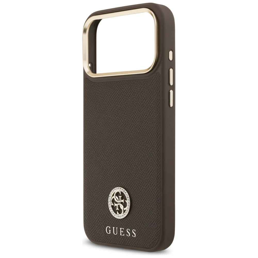 MagSafe-kotelo Apple iPhone 17 Pro Maxille, Guess, Grained Strass Logo, Ruskea