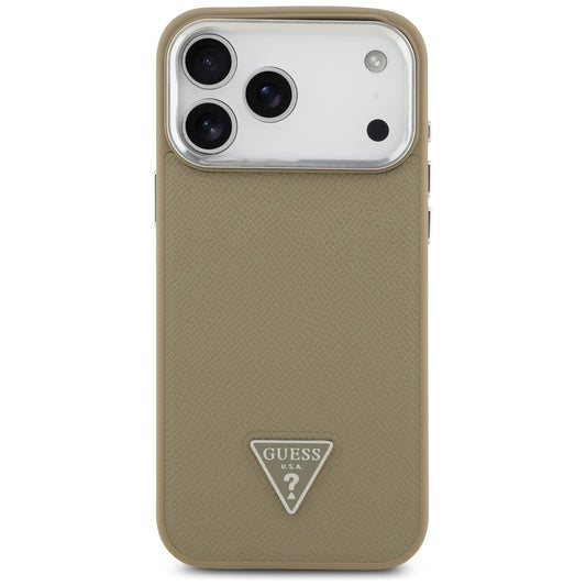 MagSafe-kotelo Apple iPhone 17 Pro Maxille, Guess, Grained Triangle Logo, Ruskea