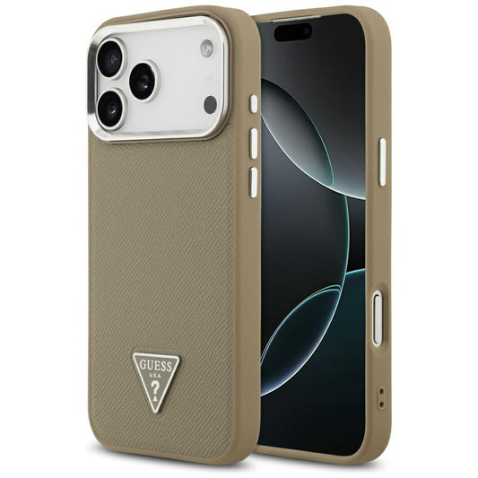 MagSafe-kotelo Apple iPhone 17 Pro Maxille, Guess, Grained Triangle Logo, Ruskea