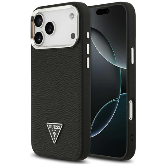 MagSafe-kotelo Apple iPhone 17 Pro Maxille, Guess, Grained Triangle Logo, Musta