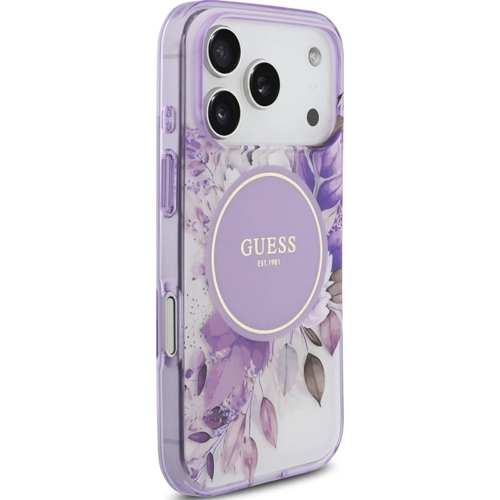MagSafe-kotelo Apple iPhone 17 Pro Maxille, Guess, IML Flower & Tonal Circle, Violetti