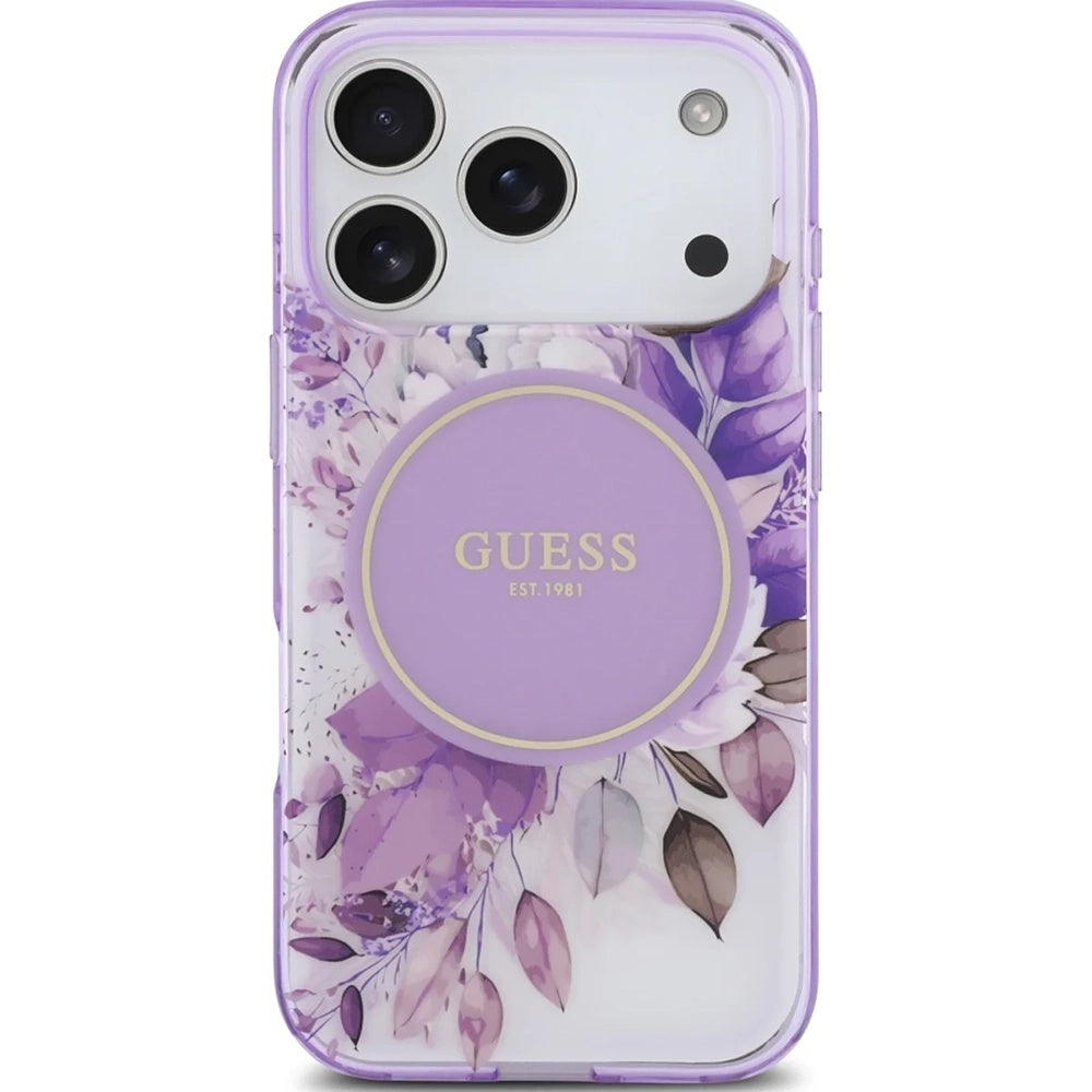 MagSafe-kotelo Apple iPhone 17 Pro Maxille, Guess, IML Flower & Tonal Circle, Violetti