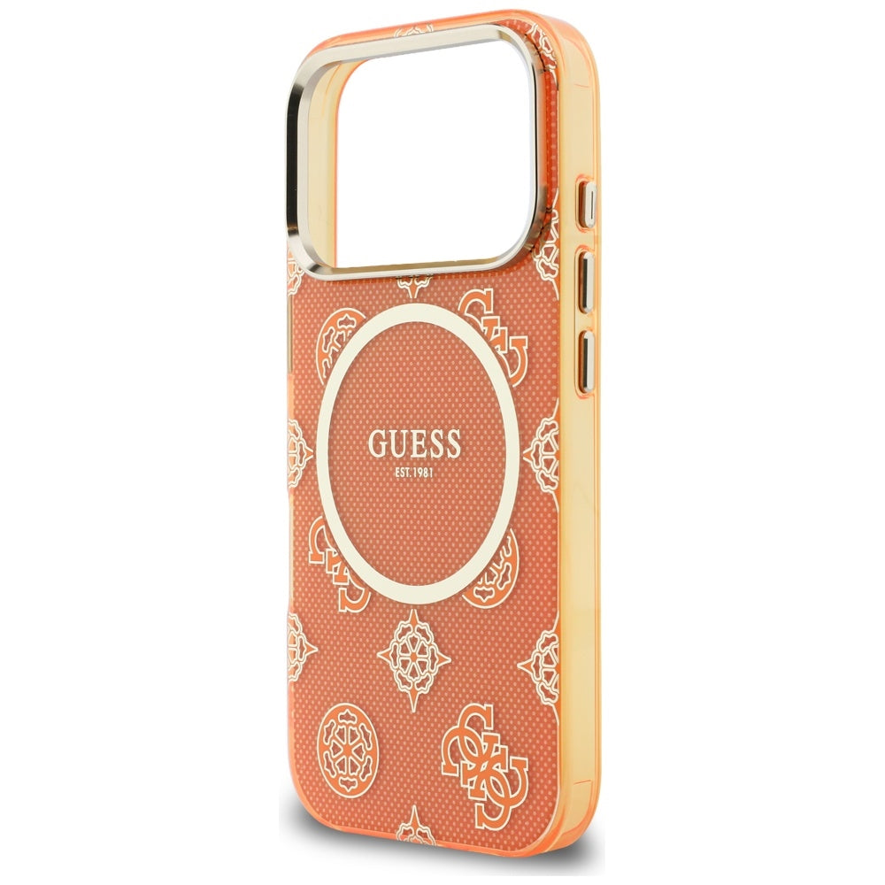 MagSafe Case for Apple iPhone 17 Pro Max, Guess, IML Peony Dot, Orange