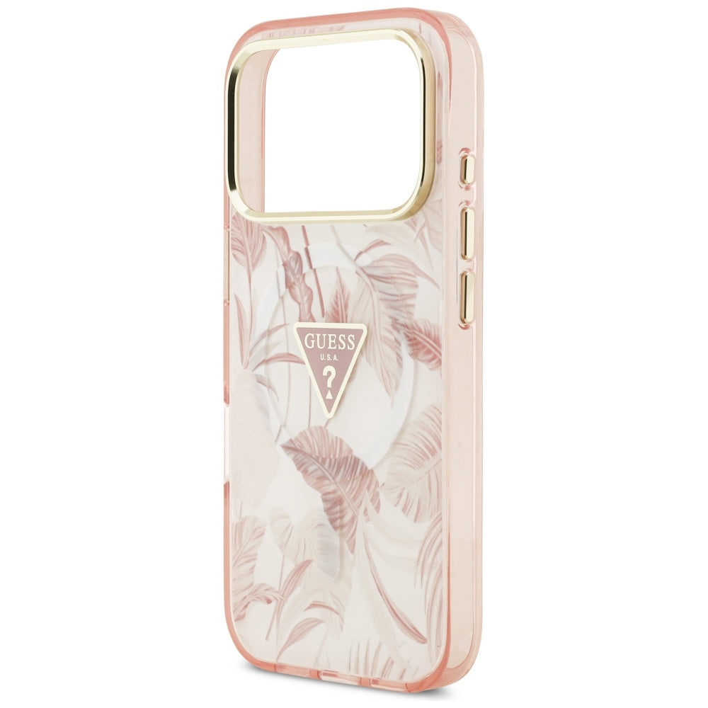 MagSafe-kotelo Apple iPhone 17 Pro Maxille, Guess, Jungle Tonal Triangle, Pinkki