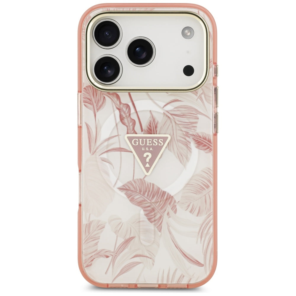 MagSafe-kotelo Apple iPhone 17 Pro Maxille, Guess, Jungle Tonal Triangle, Pinkki