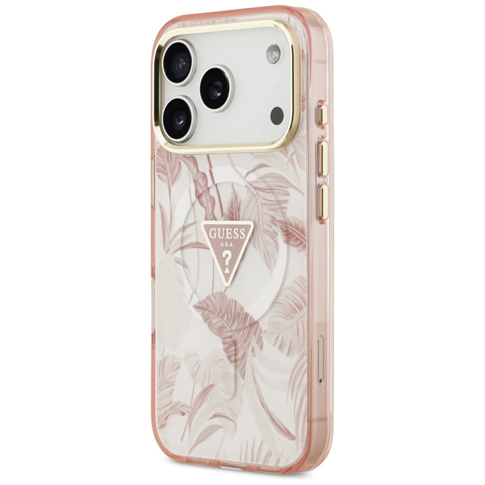 MagSafe-kotelo Apple iPhone 17 Pro Maxille, Guess, Jungle Tonal Triangle, Pinkki