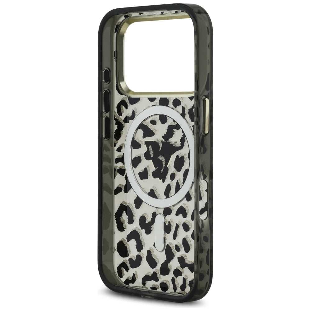 MagSafe-kotelo Apple iPhone 17 Pro Maxille, Guess, Leopard Glitter, Musta