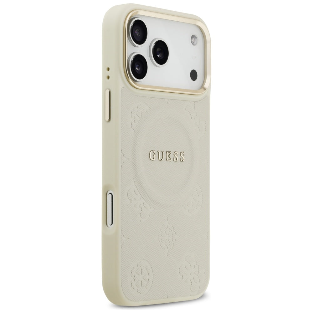 MagSafe-kotelo Apple iPhone 17 Pro Maxille, Guess, Peony Hot Stamp, Beige
