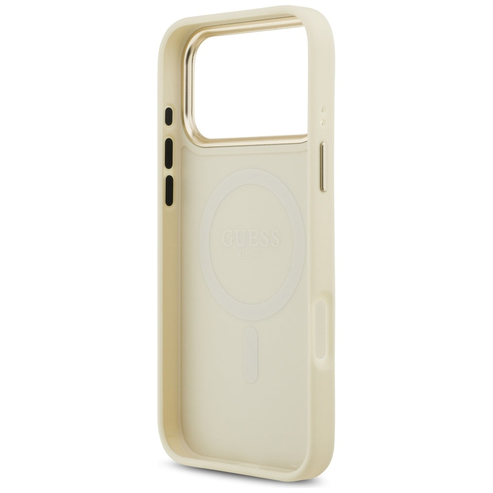 MagSafe-kotelo Apple iPhone 17 Pro Maxille, Guess, Peony Hot Stamp, Beige