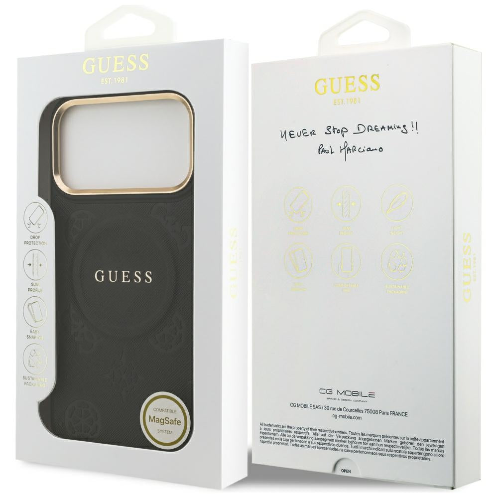 MagSafe-kotelo Apple iPhone 17 Pro Maxille, Guess, Peony Hot Stamp, Musta