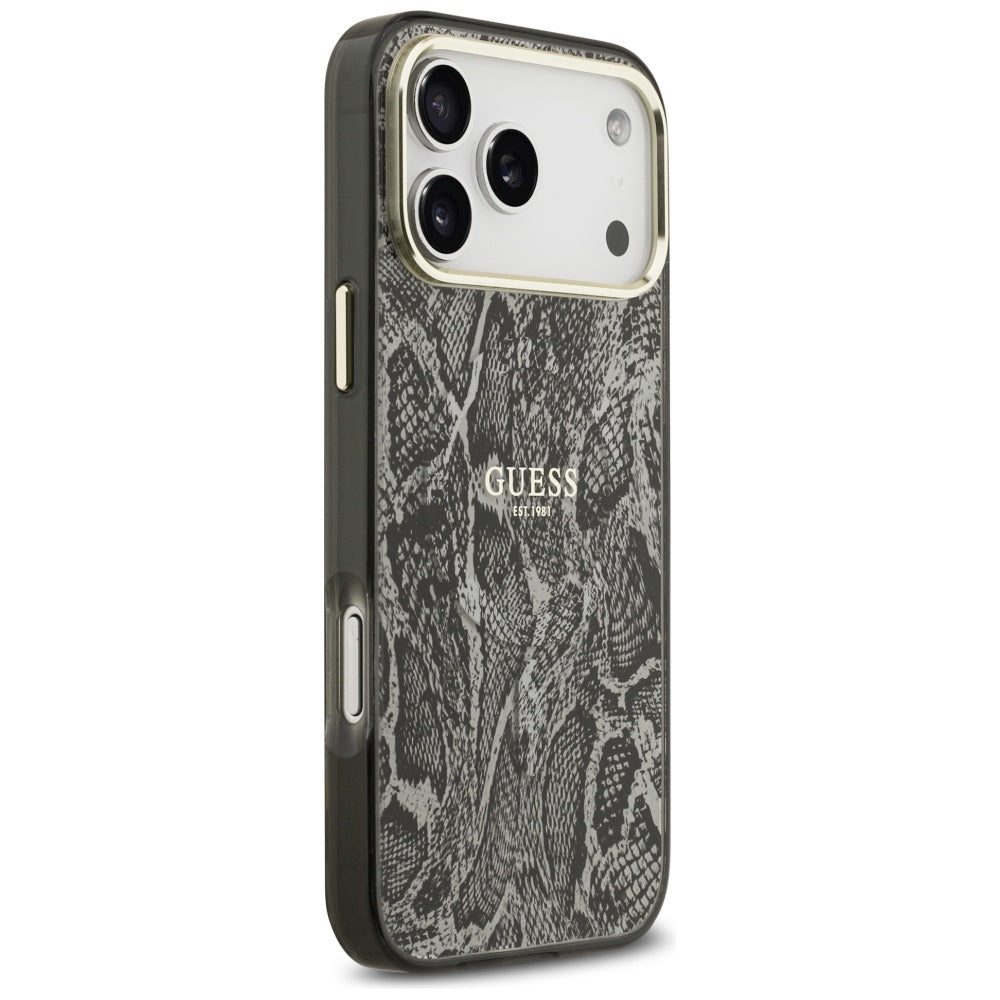 MagSafe-kotelo Apple iPhone 17 Pro Maxille, Guess, Python-kuosi, Musta
