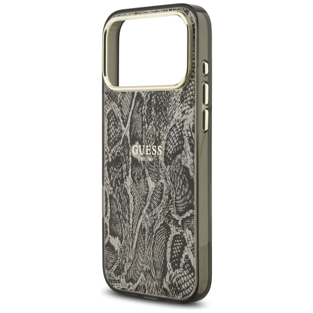 MagSafe-kotelo Apple iPhone 17 Pro Maxille, Guess, Python-kuosi, Musta