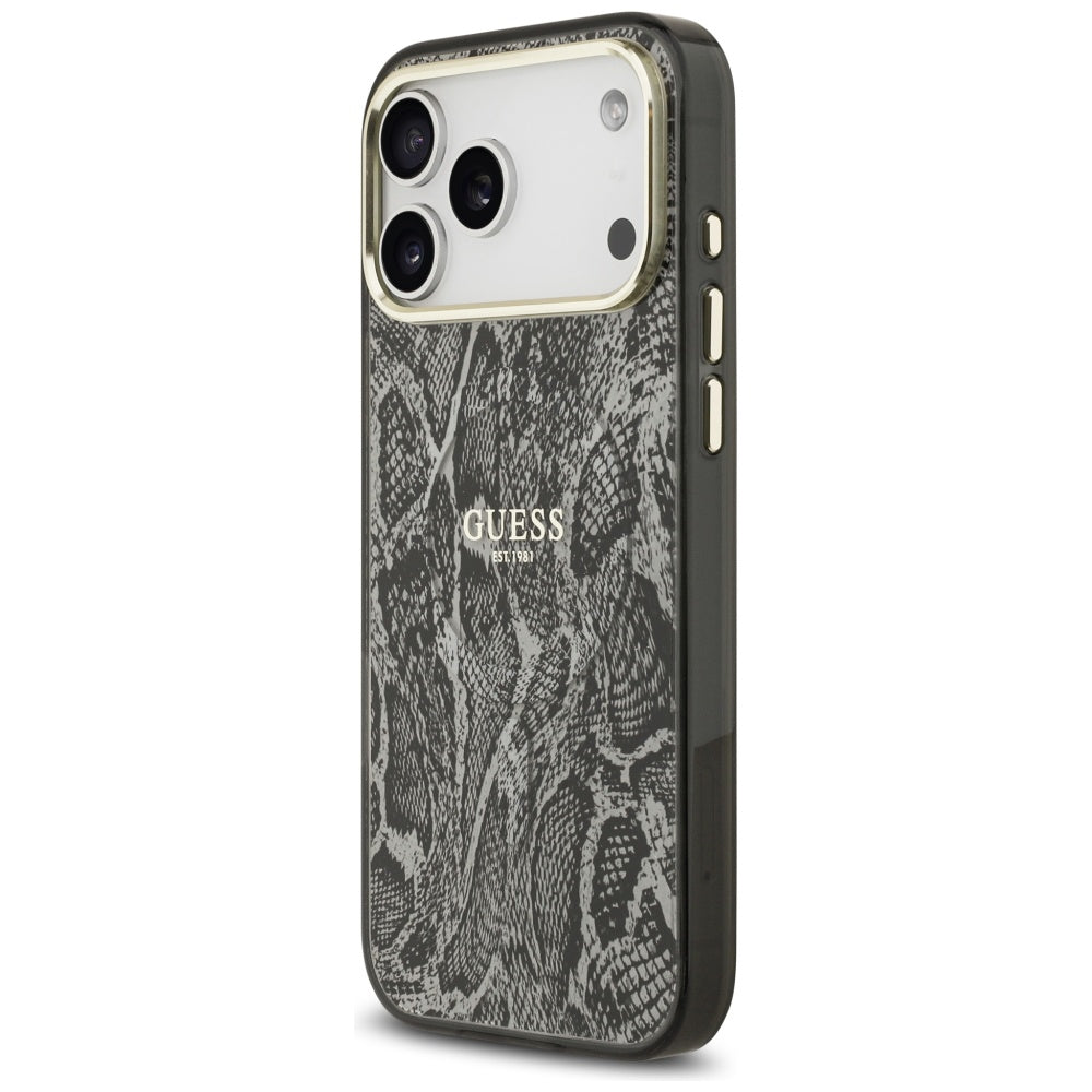 MagSafe-kotelo Apple iPhone 17 Pro Maxille, Guess, Python-kuosi, Musta