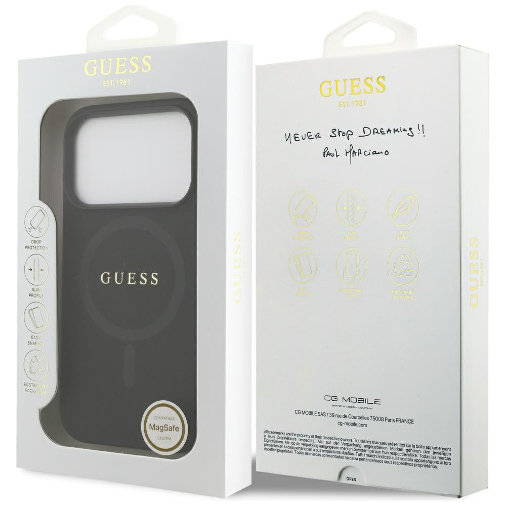 MagSafe-kotelo Apple iPhone 17 Pro Max:lle, Guess, Saffiano Classic Logo, Musta