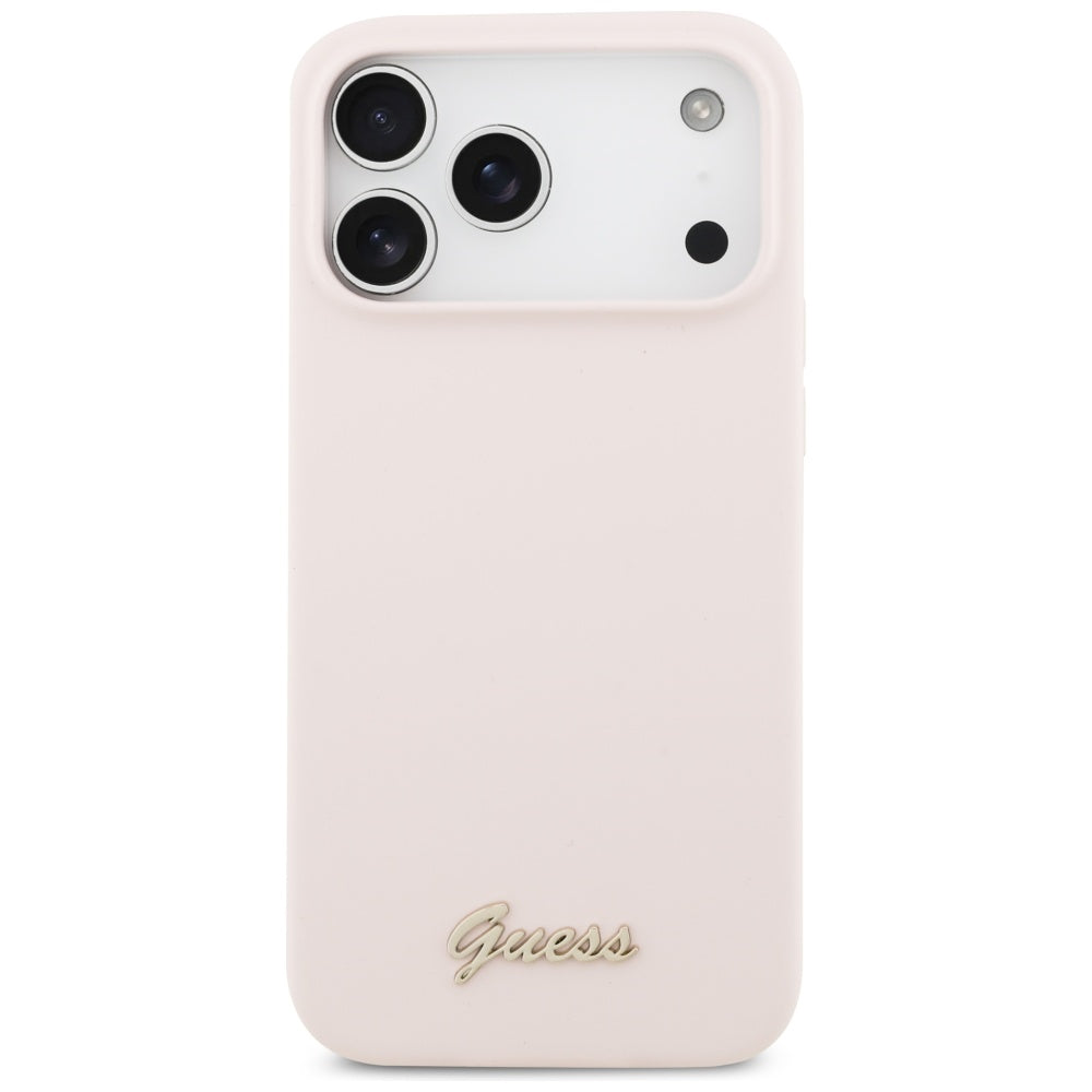 MagSafe-kotelo Apple iPhone 17 Pro Maxille, Guess, Script Metal Logo, Vaaleanpunainen