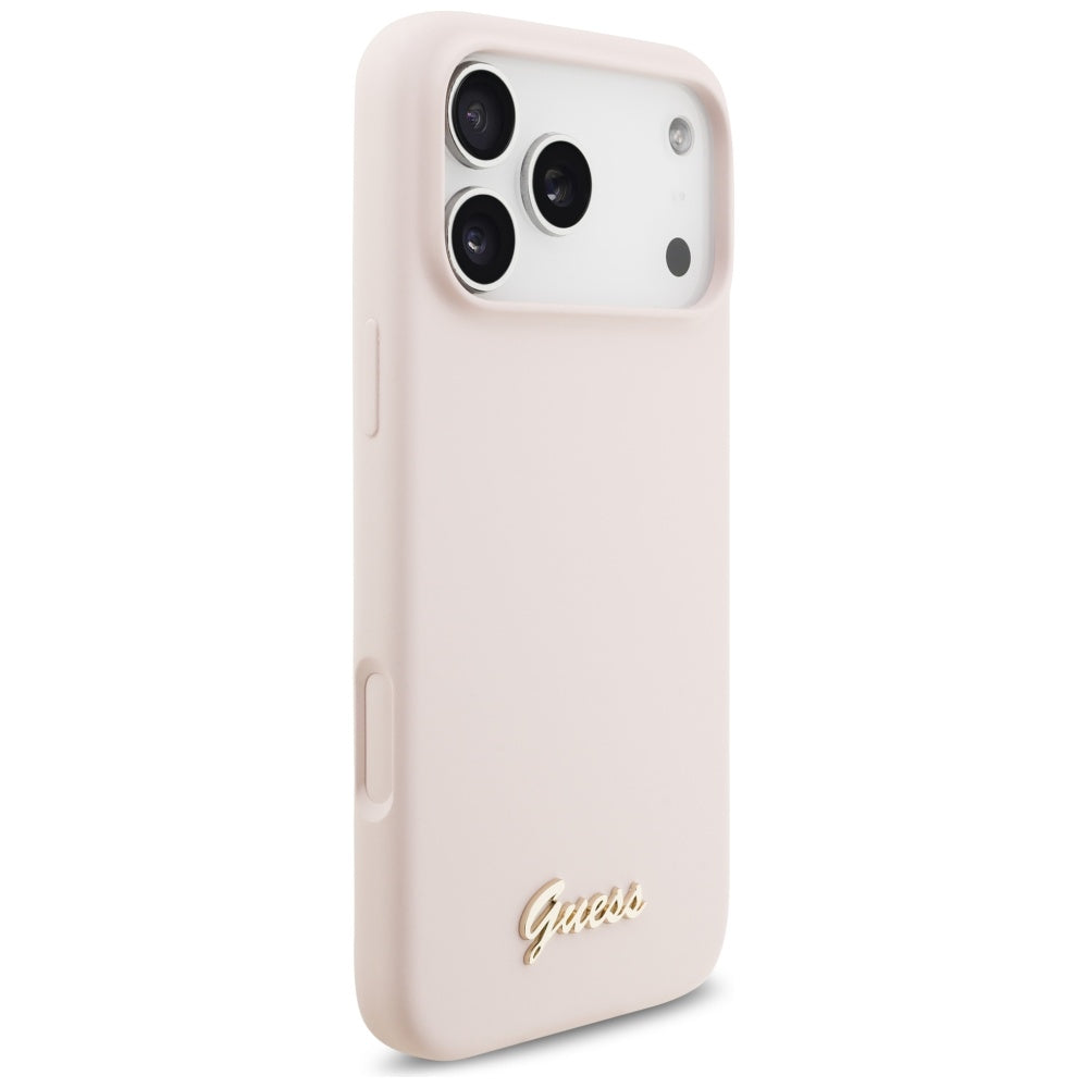 MagSafe-kotelo Apple iPhone 17 Pro Maxille, Guess, Script Metal Logo, Vaaleanpunainen