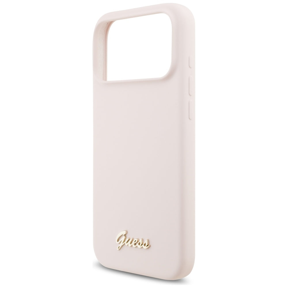 MagSafe-kotelo Apple iPhone 17 Pro Maxille, Guess, Script Metal Logo, Vaaleanpunainen