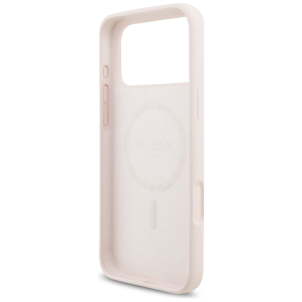 MagSafe-kotelo Apple iPhone 17 Pro Maxille, Guess, Script Metal Logo, Vaaleanpunainen