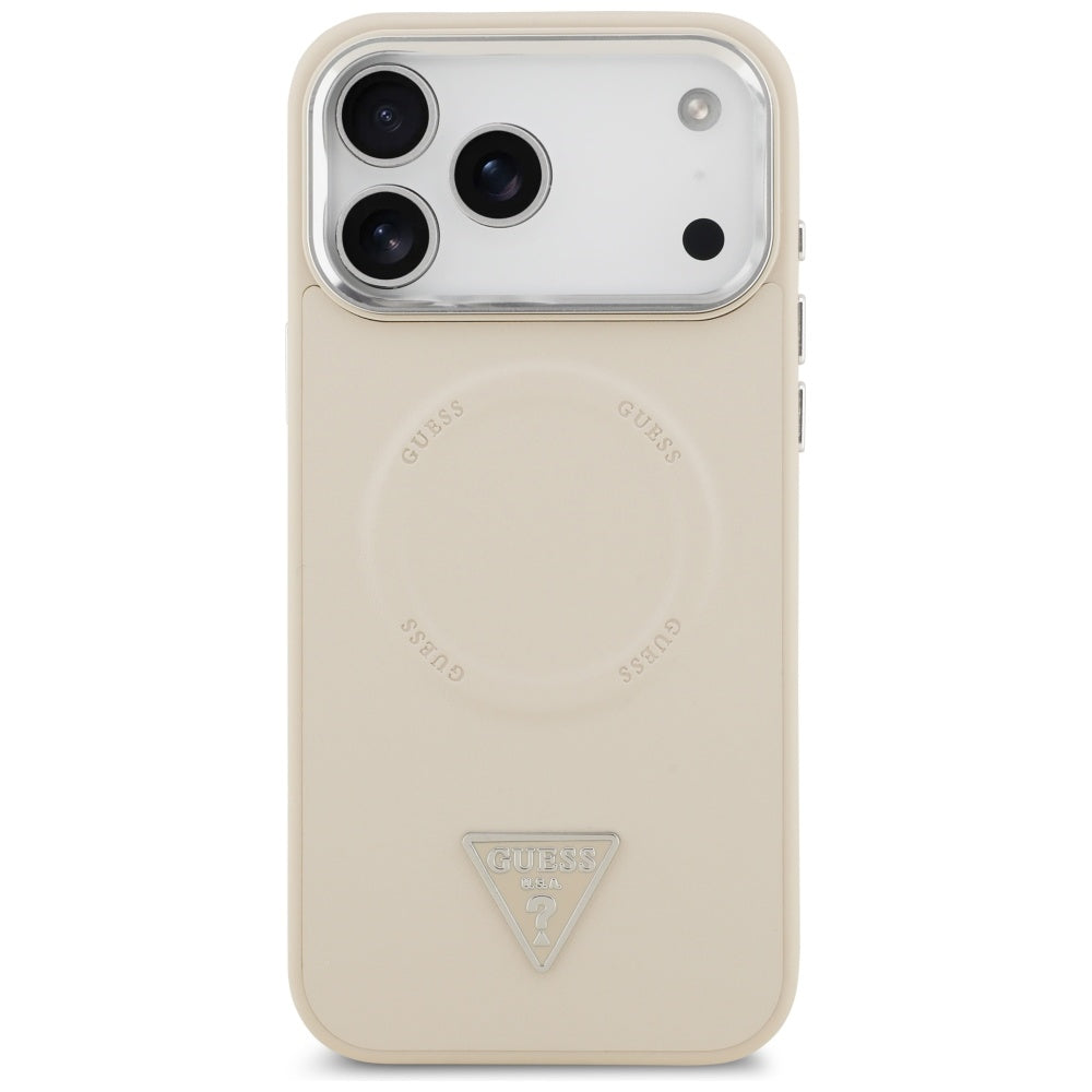 MagSafe-kotelo Apple iPhone 17 Pro Maxille, Guess, Triangle Logo, Hopeanbeige