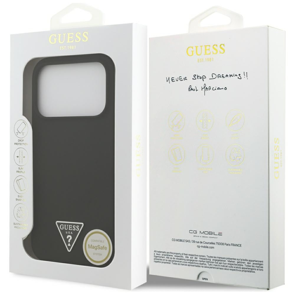 MagSafe-kotelo Apple iPhone 17 Pro Maxille, Guess, Triangle Logo, Musta