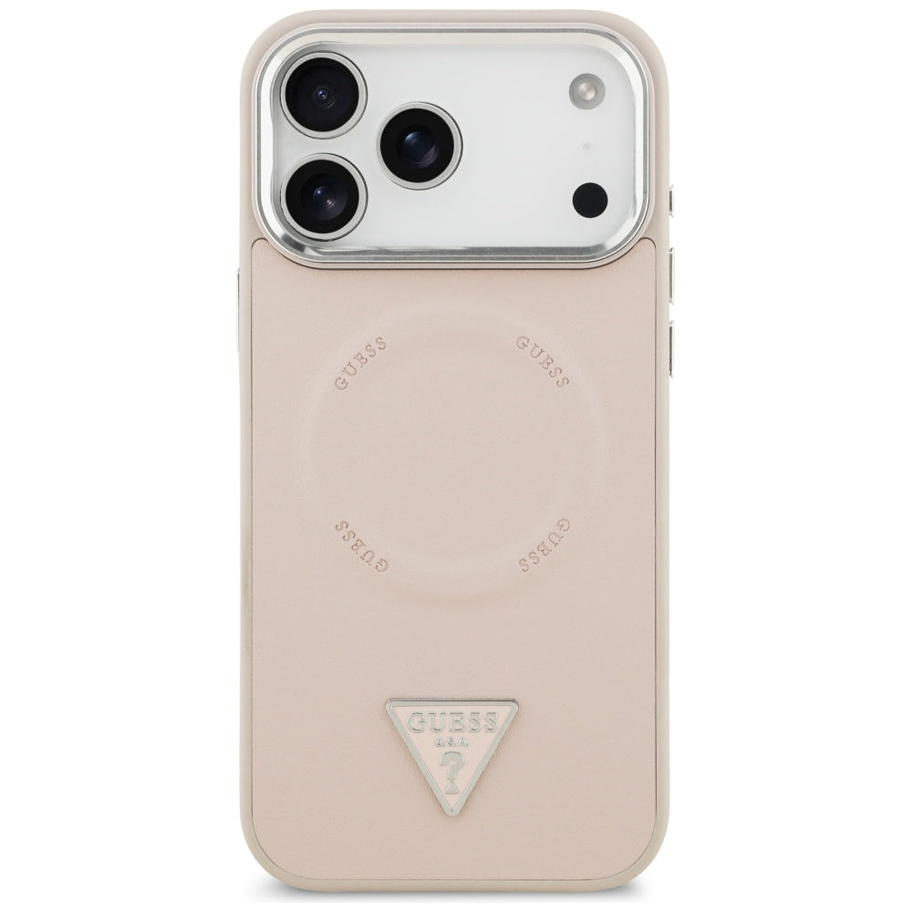 MagSafe-kotelo Apple iPhone 17 Pro Maxille, Guess, Triangle Logo, Hopeanpunainen