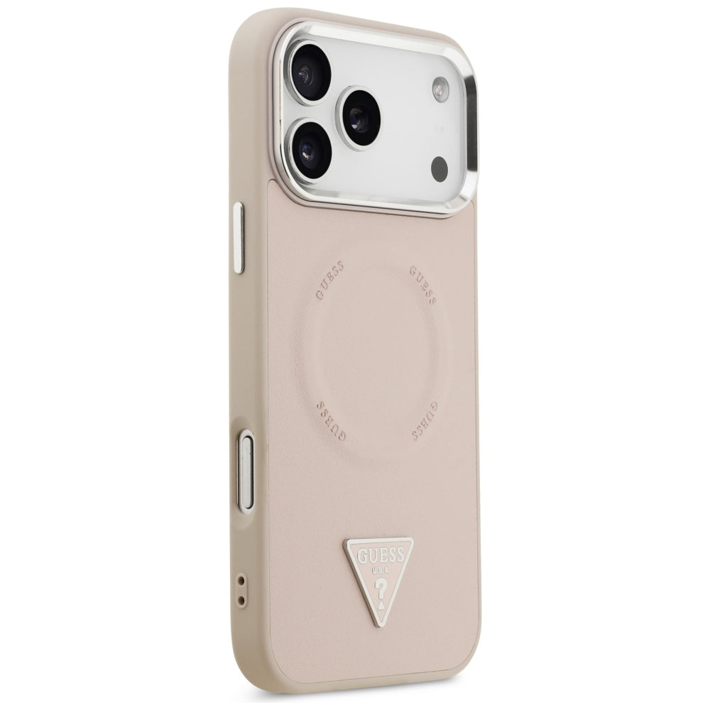 MagSafe-kotelo Apple iPhone 17 Pro Maxille, Guess, Triangle Logo, Hopeanpunainen