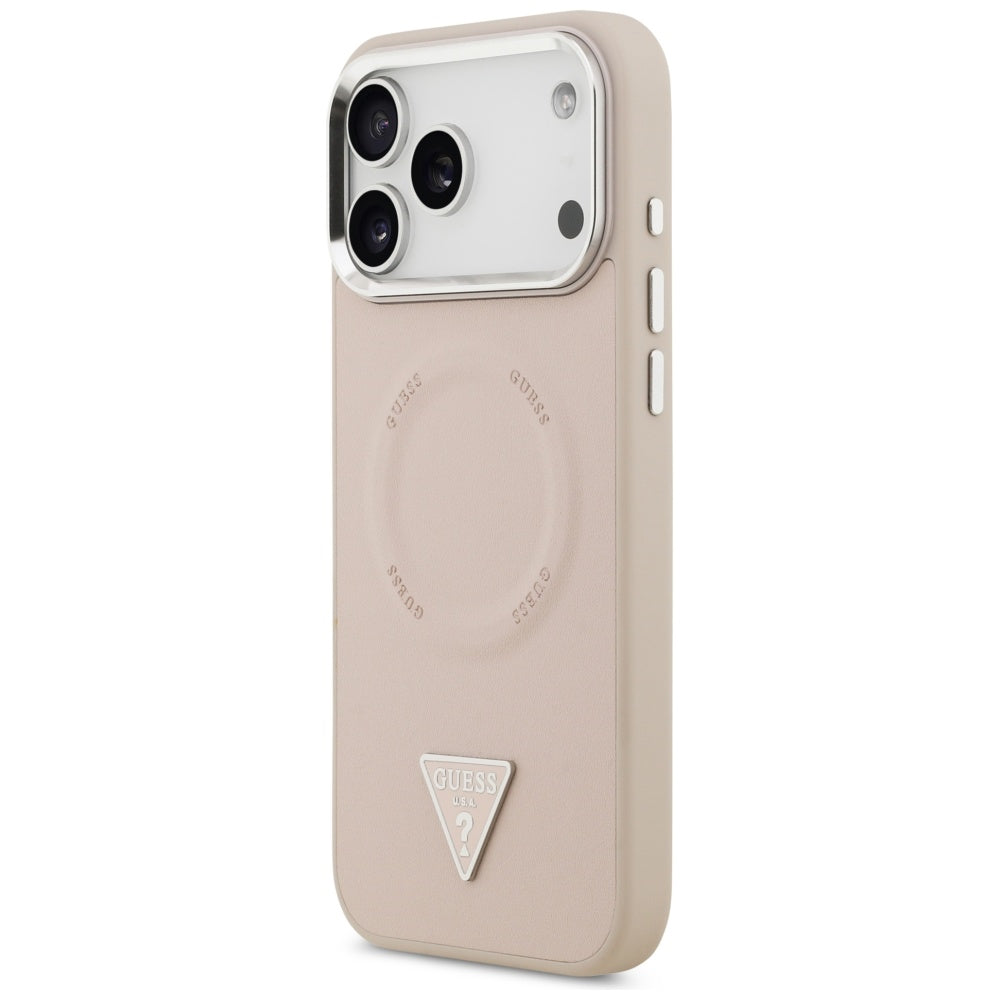 MagSafe-kotelo Apple iPhone 17 Pro Maxille, Guess, Triangle Logo, Hopeanpunainen