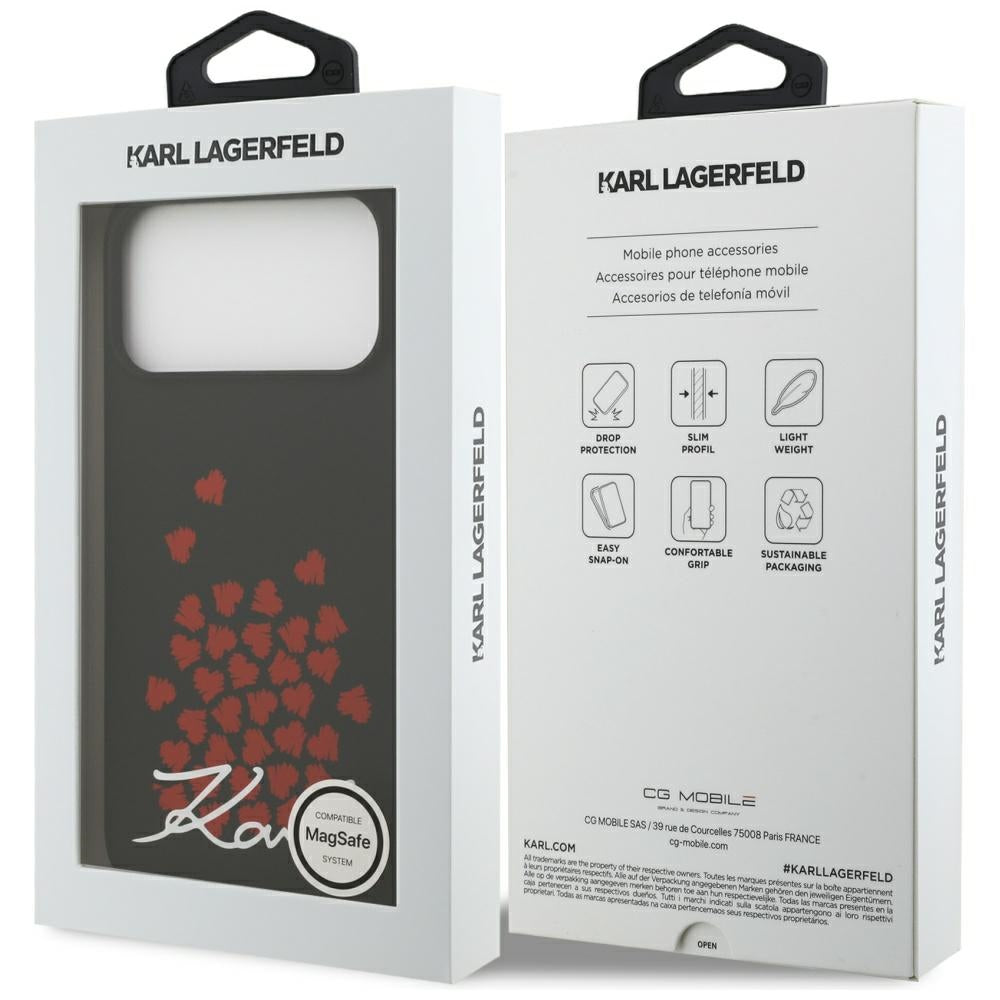MagSafe-kotelo Apple iPhone 17 Pro Maxille, Karl Lagerfeld, Heart Sign -logo, musta