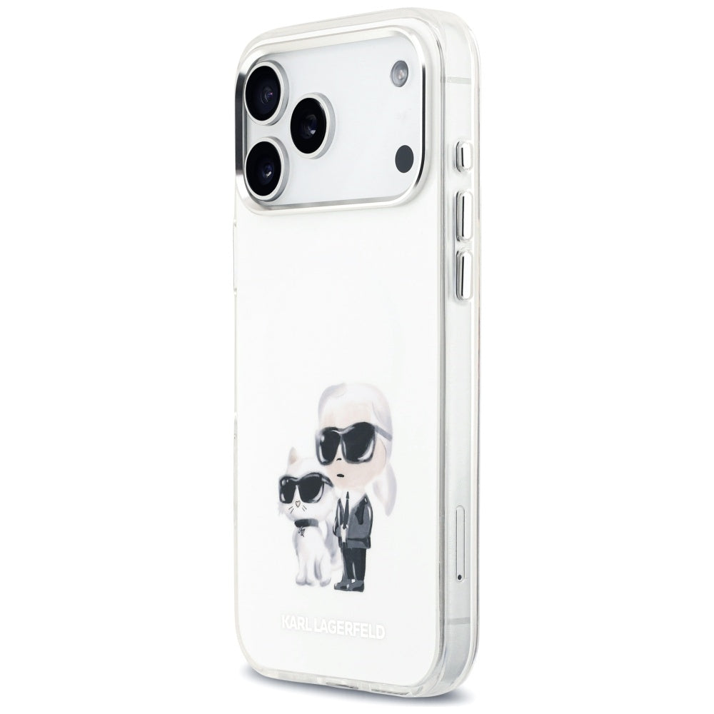MagSafe-kotelo Apple iPhone 17 Pro Maxille, Karl Lagerfeld, IML Aquarelle Logo Karl & Choupette, Valkoinen