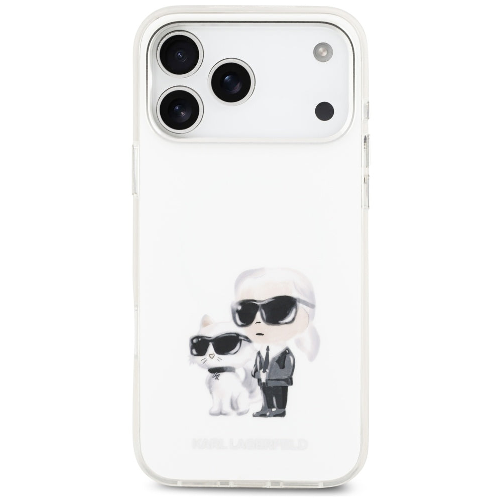 MagSafe-kotelo Apple iPhone 17 Pro Maxille, Karl Lagerfeld, IML Aquarelle Logo Karl & Choupette, Valkoinen