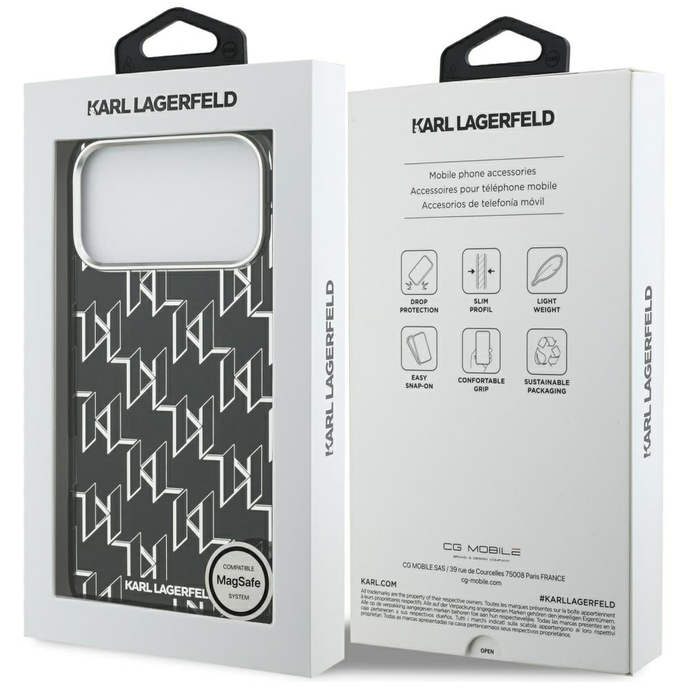 MagSafe-kotelo Apple iPhone 17 Pro Maxille, Karl Lagerfeld, IML KL Monogram, Musta