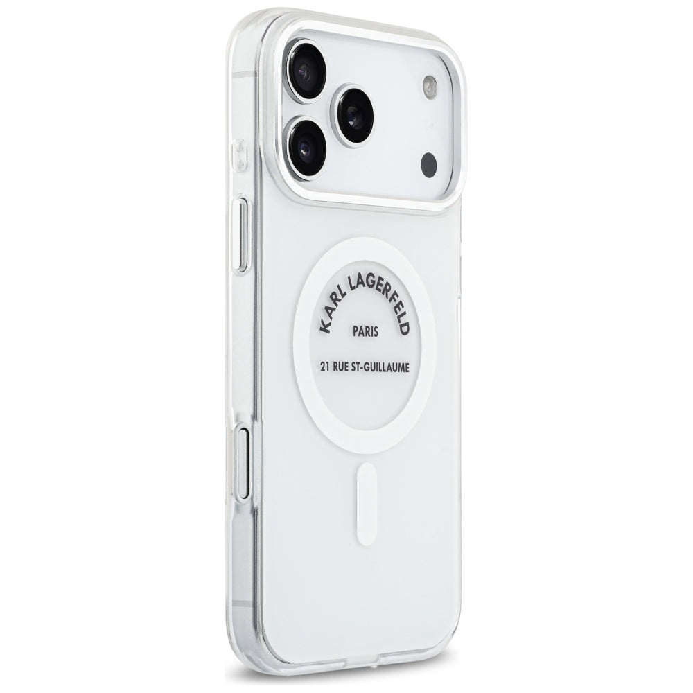 MagSafe Case for Apple iPhone 17 Pro Max, Karl Lagerfeld, IML Logo RSG, Transparent