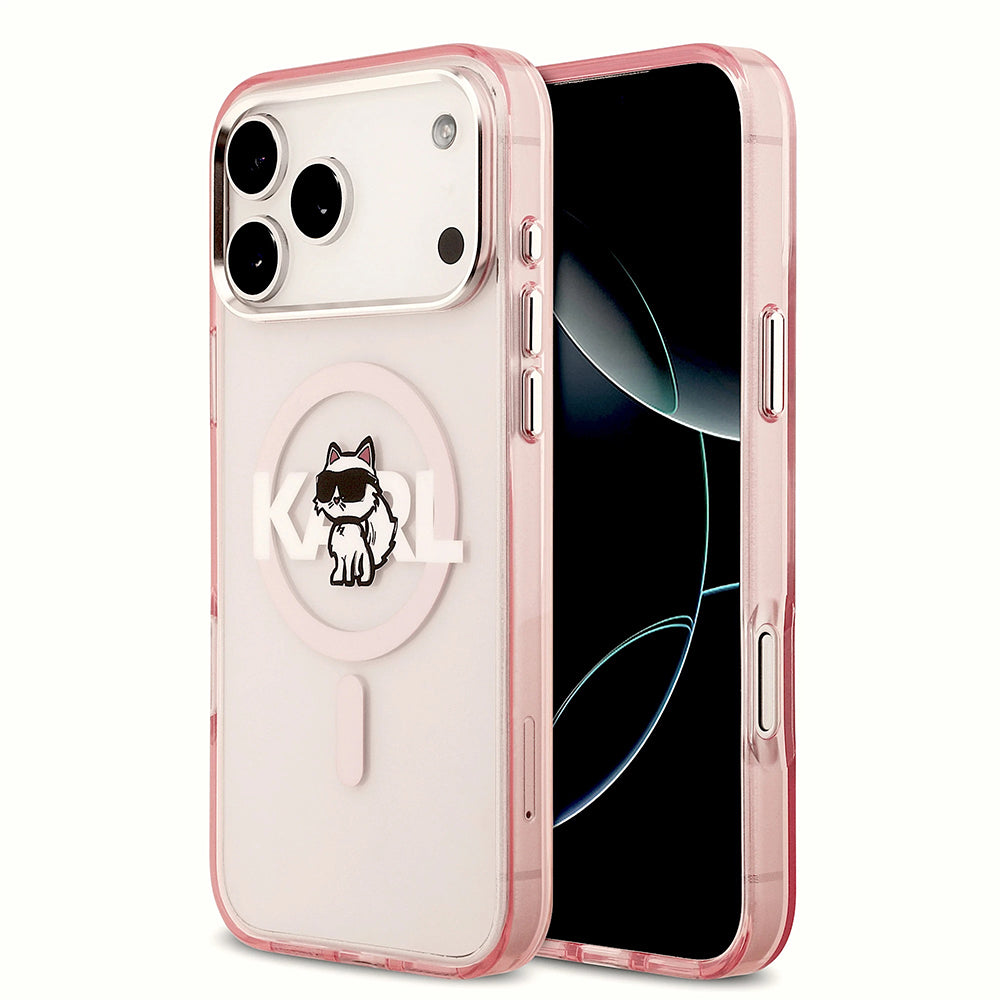 MagSafe-kotelo Apple iPhone 17 Pro Maxille, Karl Lagerfeld, IML Sketch Logo Choupette, Pinkki