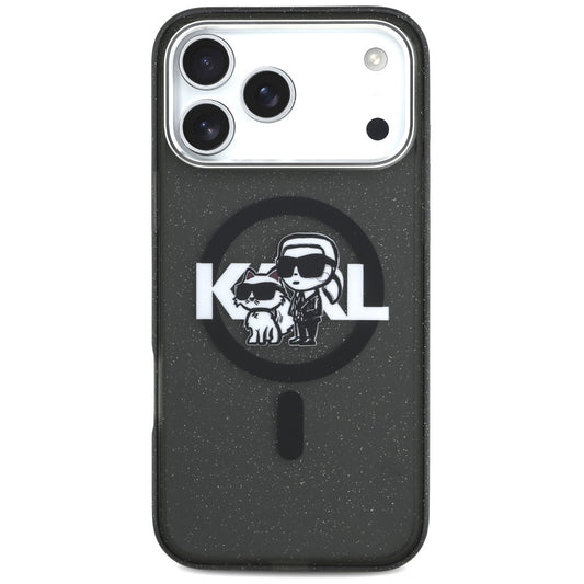 MagSafe-kotelo Apple iPhone 17 Pro Maxille, Karl Lagerfeld, IML Sketch Logo Glitter Karl & Choupette, Musta.