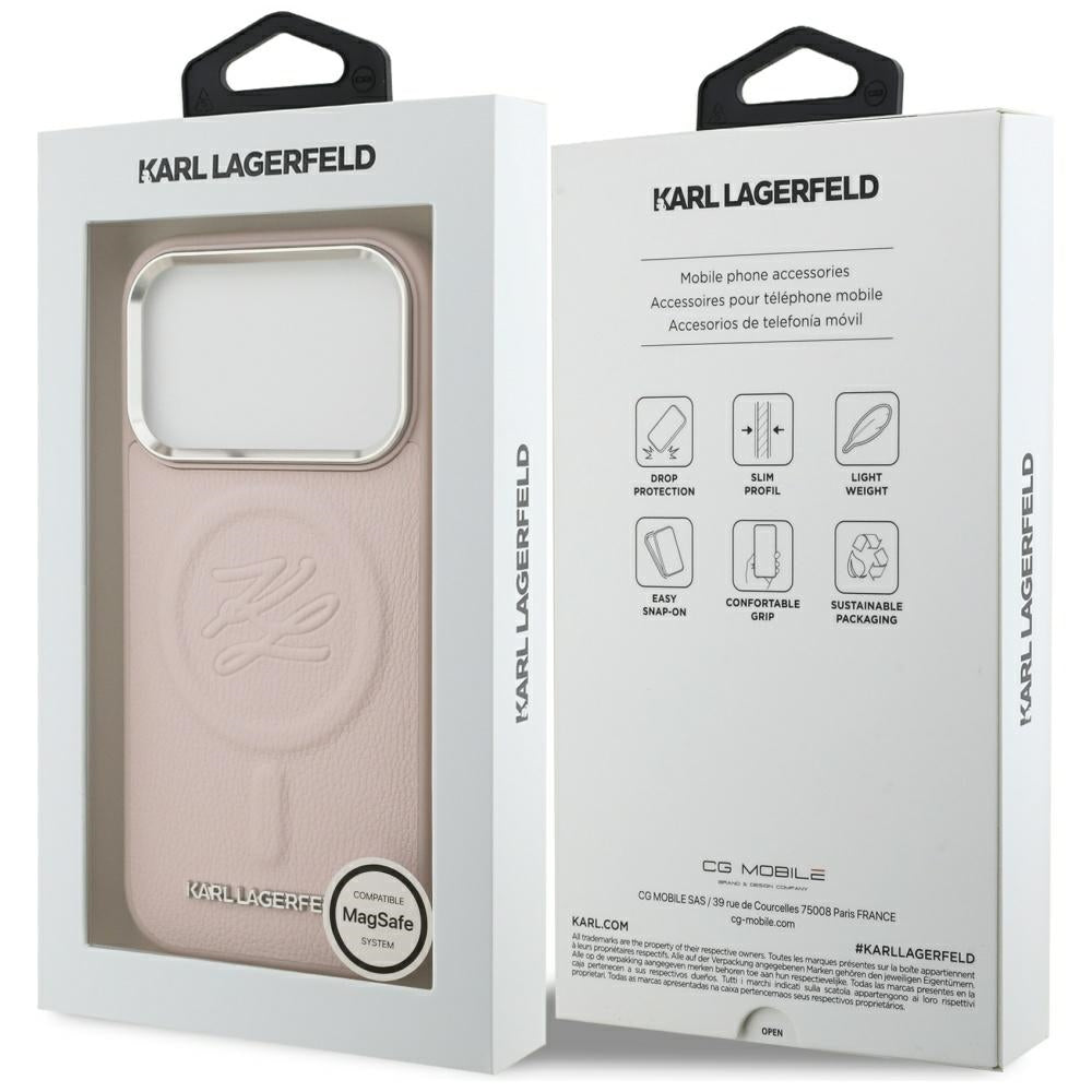 MagSafe-kotelo Apple iPhone 17 Pro Maxille, Karl Lagerfeld, Initial & Metal Logo, Pinkki