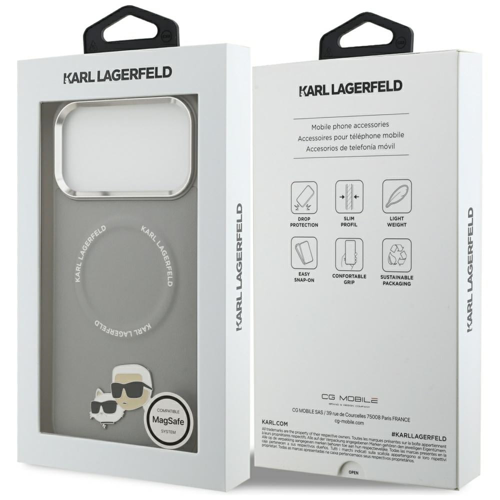 MagSafe-kotelo Apple iPhone 17 Pro Maxille, Karl Lagerfeld, Karl & Choupette Pins, Harmaa